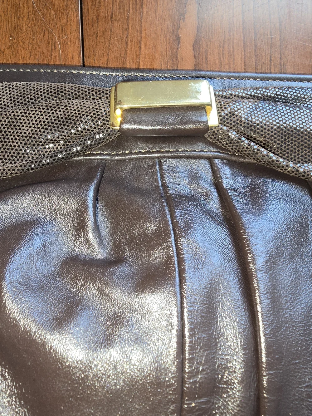 Valerie's Handbags Vintage Elegant Black Genuine Leather Clutch with Gold Accent